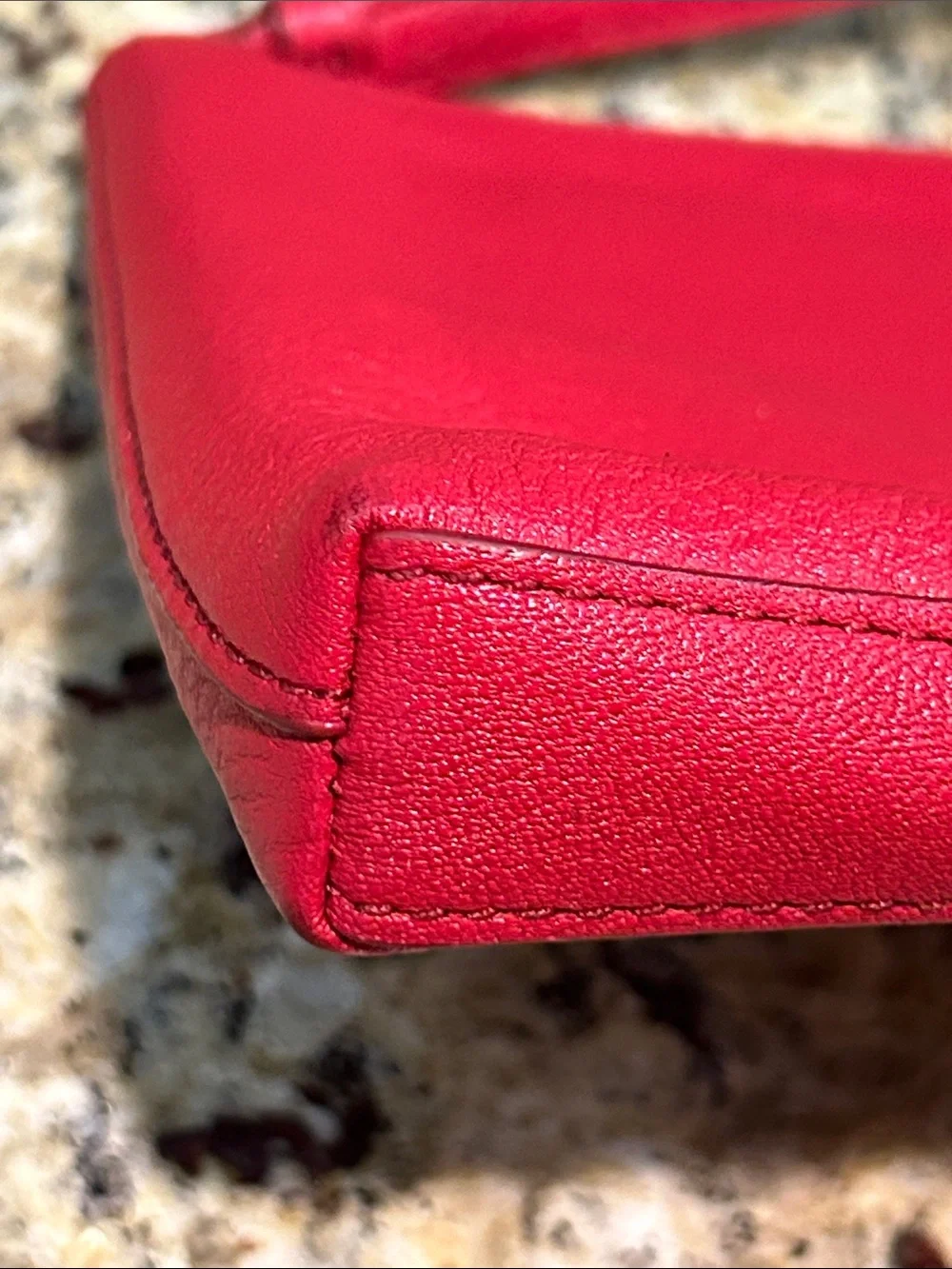 Coach Large Wristlet 25 Refined Pebble Leather- Red